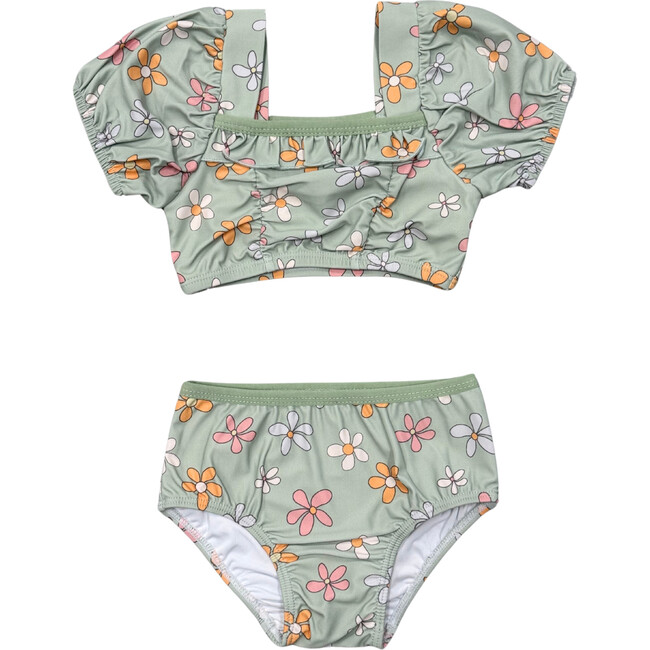 Girl's Puff Sleeve Swimsuit Sketch Daisy