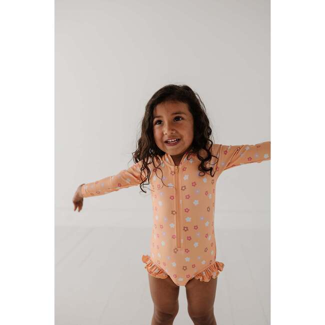 Girl's One-Piece Ruffle Rash Guard Swimsuit Desert Mist Blooms - One Pieces - 8