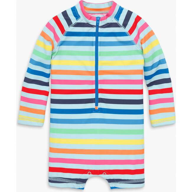 Baby One-Piece Rash Guard In Rainbow Sky Stripe, Mist Spring Stripe