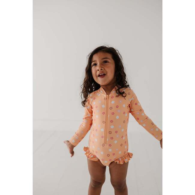 Girl's One-Piece Ruffle Rash Guard Swimsuit Desert Mist Blooms - One Pieces - 9