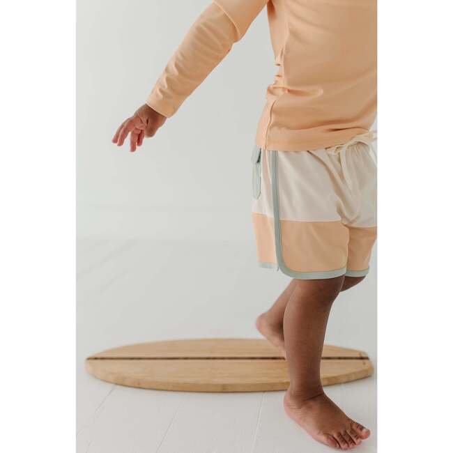 Boy's Colorblock Swim Shorts Ecru - Swim Trunks - 8