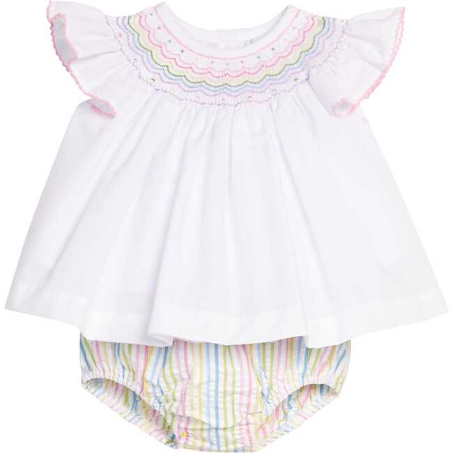 Smocked Bishop Diaper Set, Rainbow