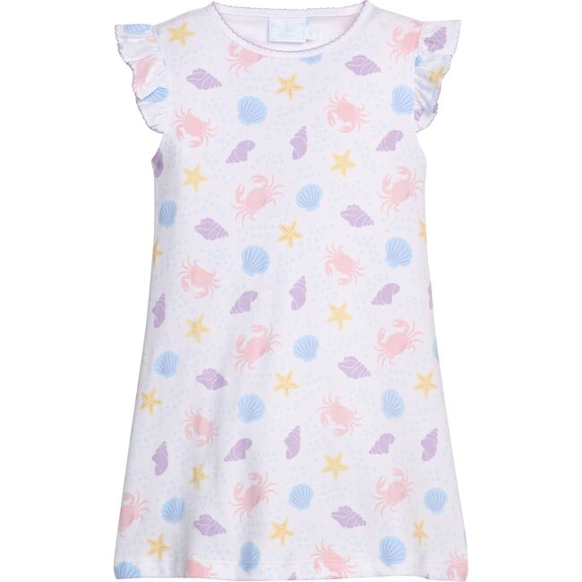 Printed Angel Sleeve Dress, Sea Shells