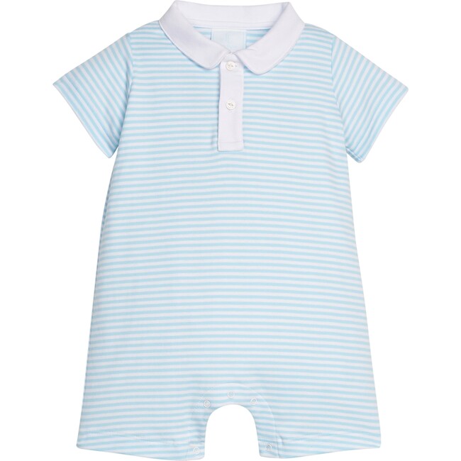 Peter Pan Polo Romper, Sky Stripe