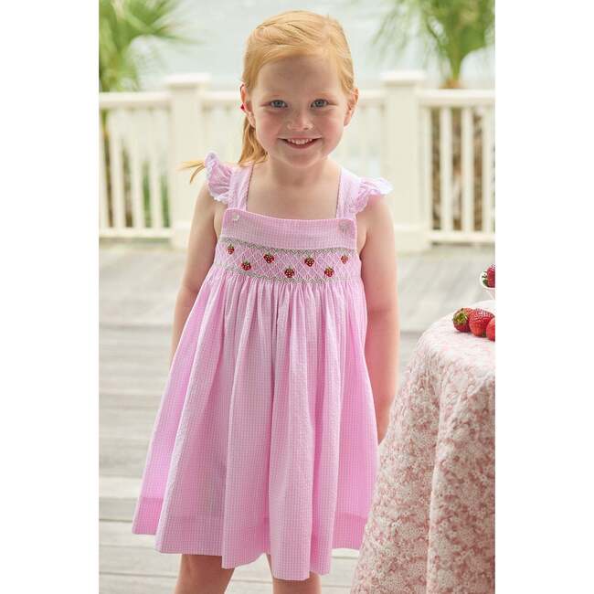 Smocked Lizzy D Dress, Strawberries - Dresses - 3