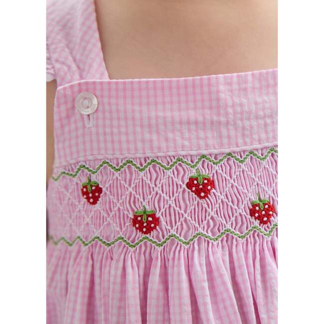 Smocked Lizzy D Dress, Strawberries - Dresses - 4