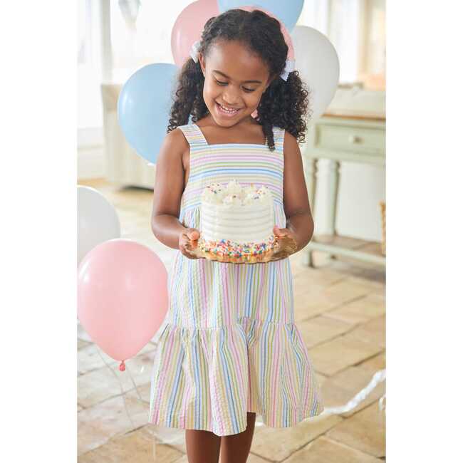 Georgia Dress, Rainbow Stripe Seersucker