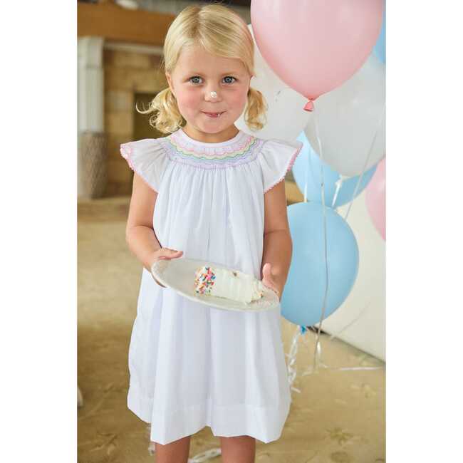 Smocked Bishop Dress, Rainbow - Dresses - 4