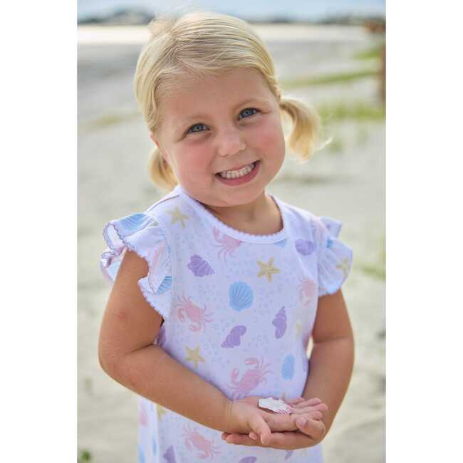 Printed Angel Sleeve Dress, Sea Shells - Dresses - 5