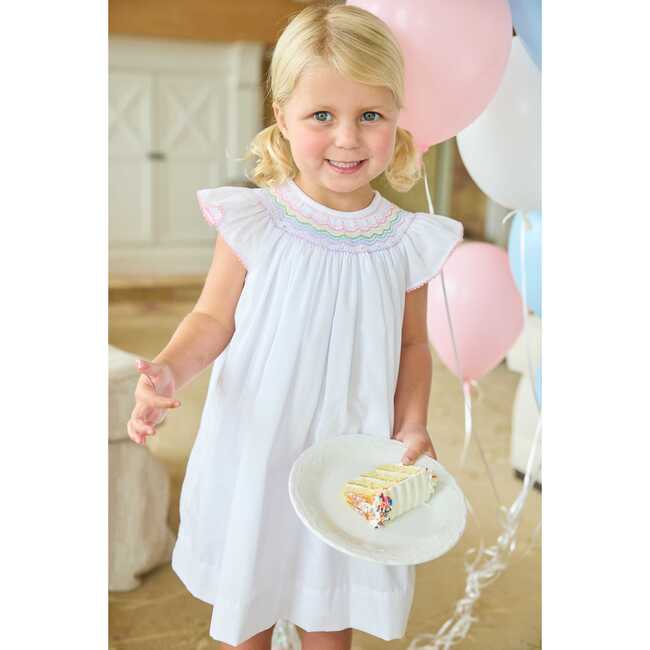 Smocked Bishop Dress, Rainbow - Dresses - 5