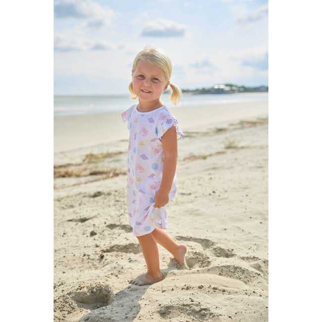 Printed Angel Sleeve Dress, Sea Shells - Dresses - 6