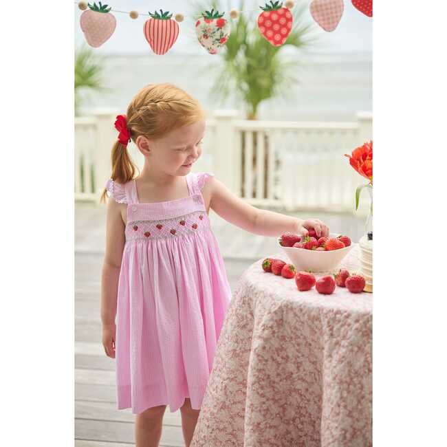 Smocked Lizzy D Dress, Strawberries - Dresses - 5