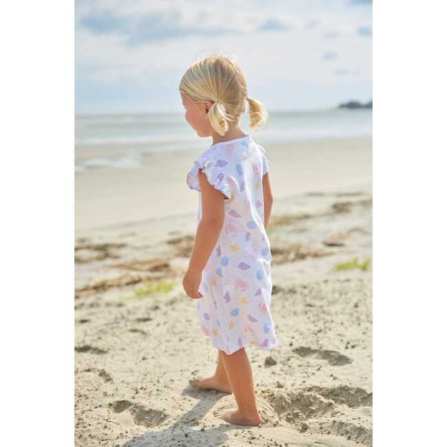 Printed Angel Sleeve Dress, Sea Shells - Dresses - 7