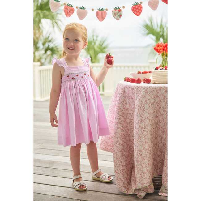 Smocked Lizzy D Dress, Strawberries - Dresses - 6