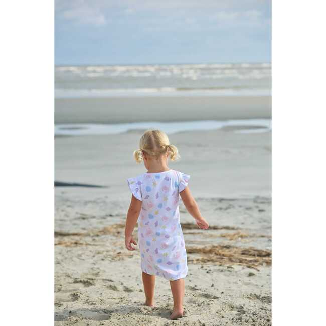 Printed Angel Sleeve Dress, Sea Shells - Dresses - 8