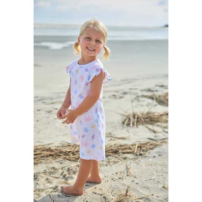 Printed Angel Sleeve Dress, Sea Shells - Dresses - 9