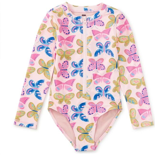 Long Sleeve One-Piece Swimsuit, Flutter Fiesta