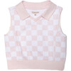 Organic Sleeveless Play Polo in Pink Check - Tank Tops - 1 - thumbnail