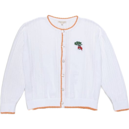 Organic Recess Cardigan in White Pointelle
