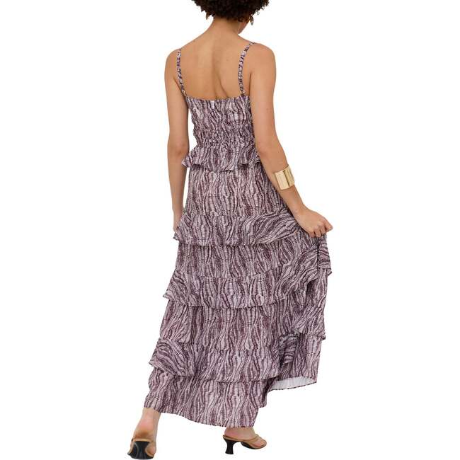 Tangiers Tiered Line Print Maxi Dress, White