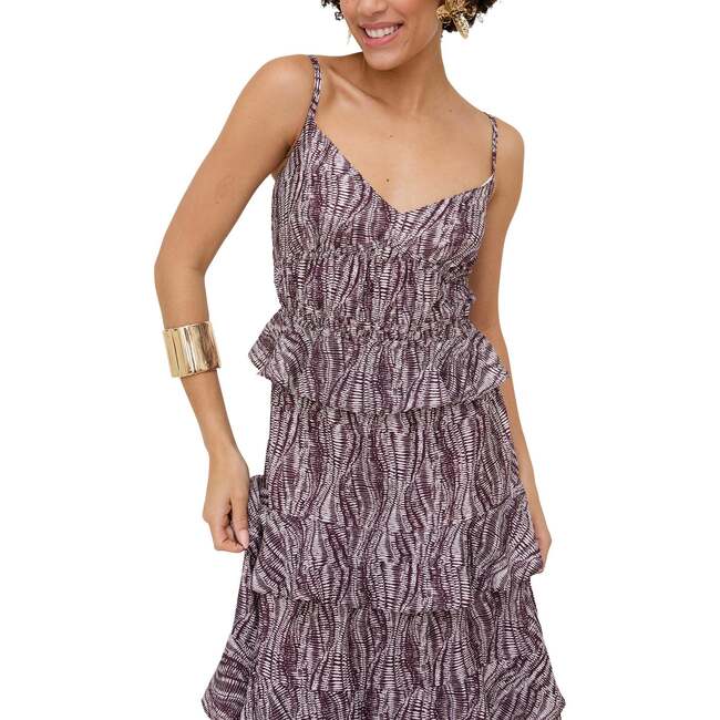 Tangiers Tiered Line Print Maxi Dress, White - Dresses - 3