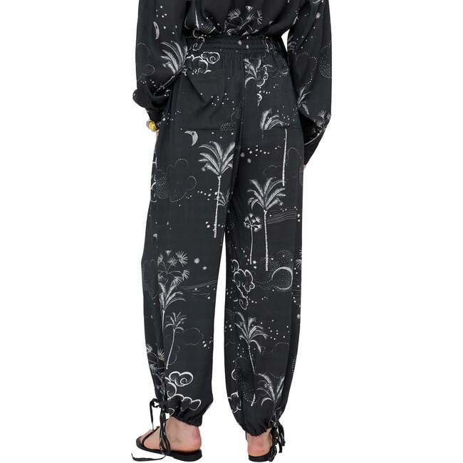 Palm High Waist Palm Print Trouser, Black