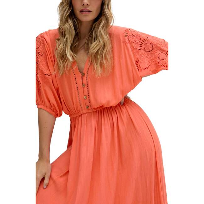 Somerton Kaftan Style Embroidered Maxi Dress, Red - Dresses - 4