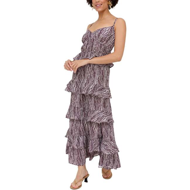 Tangiers Tiered Line Print Maxi Dress, White - Dresses - 4