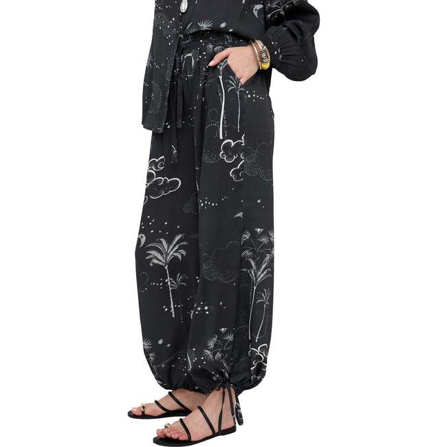 Palm High Waist Palm Print Trouser, Black - Pants - 3