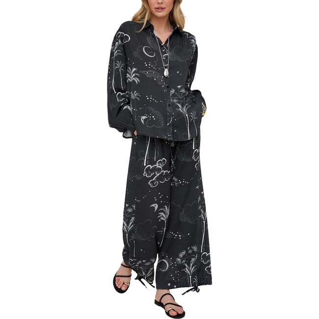 Palm High Waist Palm Print Trouser, Black - Pants - 4