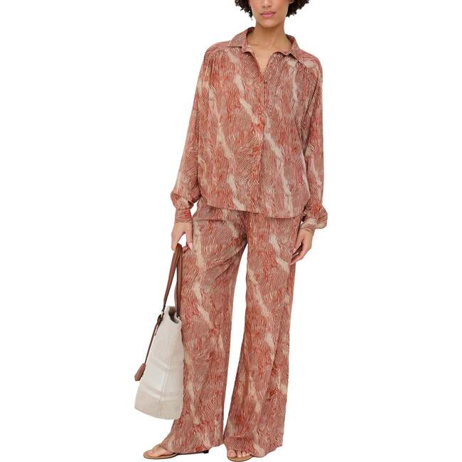 Ginger High Waist Tiger Print Trouser, Orange - Pants - 4