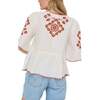 Aubrey V-Neck Embroidered Blouse, Cream - Blouses - 2