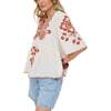 Aubrey V-Neck Embroidered Blouse, Cream - Blouses - 3