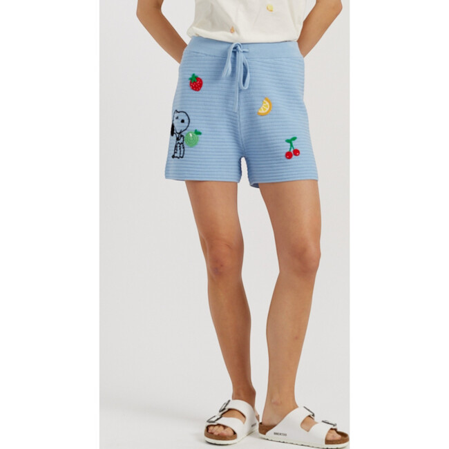 Cotton Snoopy Crochet Shorts, Blue