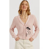 Cotton Snoopy Crochet Peekabo Cardigan, Pink - Cardigans - 1 - thumbnail