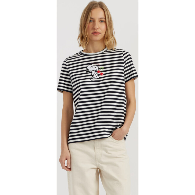 Cotton Snoopy Breton Cherry T-Shirt, Blue