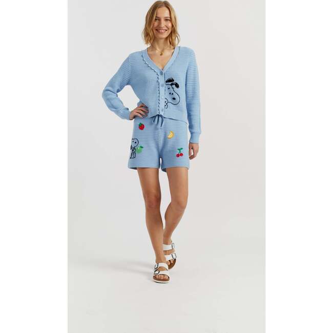 Cotton Snoopy Crochet Peekabo Cardigan, Blue - Cardigans - 3