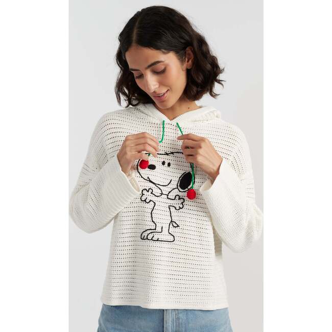 Cotton Snoopy Crochet Hoodie, White