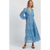Cotton Rainbow Scallop Dress, Blue - Dresses - 1 - thumbnail