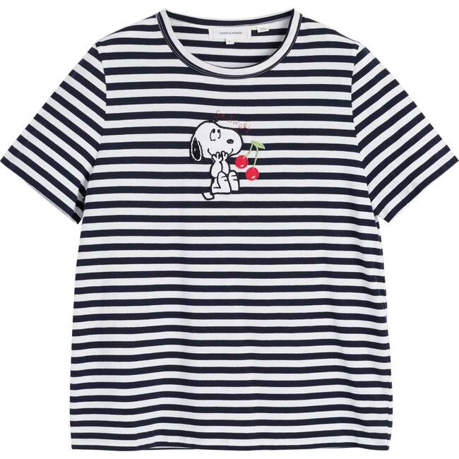 Cotton Snoopy Breton Cherry T-Shirt, Blue - T-Shirts - 4