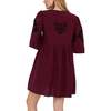 Arabella V- Neck Embroidered Mini Dress, Burgundy - Dresses - 3