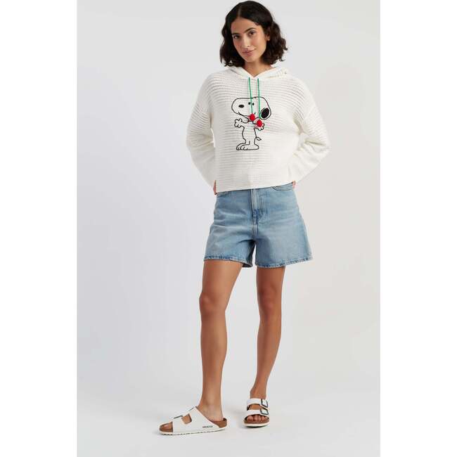 Cotton Snoopy Crochet Hoodie, White
