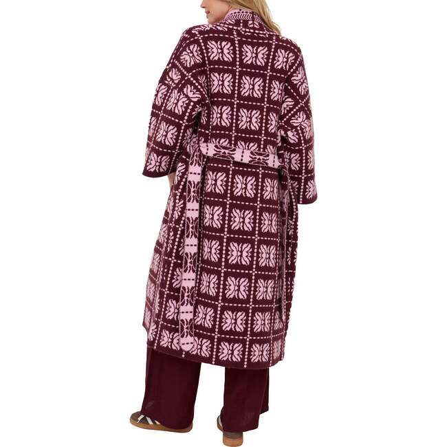 Ally Abstract Print Long Line Cardigan, Pink - Cardigans - 3