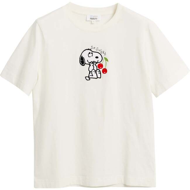 Cotton Snoopy Cherry T-Shirt, White - T-Shirts - 4