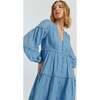 Cotton Rainbow Scallop Dress, Blue - Dresses - 2