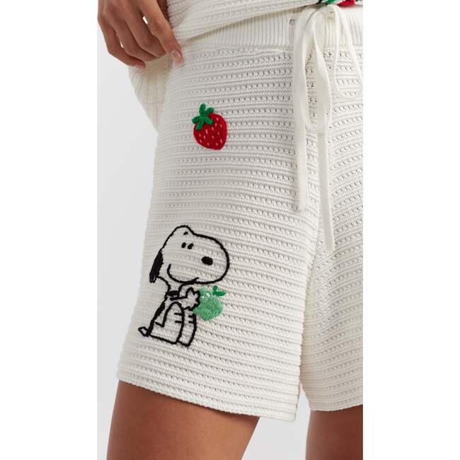 Cotton Snoopy Crochet Shorts, White