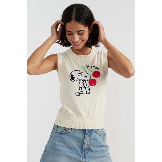 Cotton Snoopy Cherry Tank, White - Tank Tops - 3