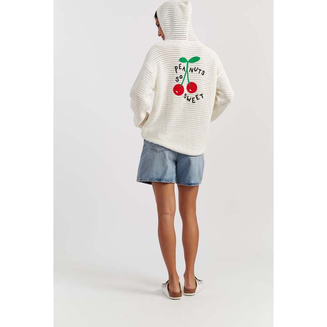 Cotton Snoopy Crochet Hoodie, White - Sweatshirts - 3