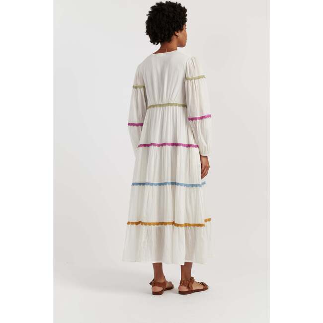 Cotton Rainbow Scallop Dress, White - Dresses - 3
