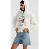 Cotton Snoopy Crochet Hoodie, White - Sweatshirts - 4